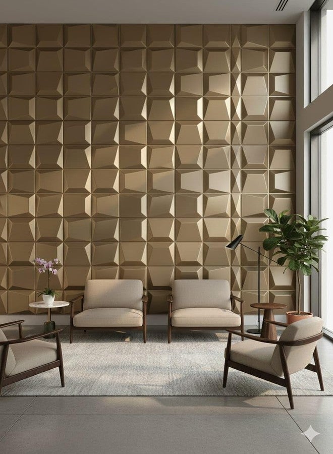 RoseCraft ألواح جدارية ثلاثية الأبعاد هندسية من مادة PVC من RoseCraft - بلاط صوتي مزخرف، سهل التركيب، مقاوم للماء | 50 سم × 50 سم × 4 مم | عبوة من 10 ألواح - Image 4